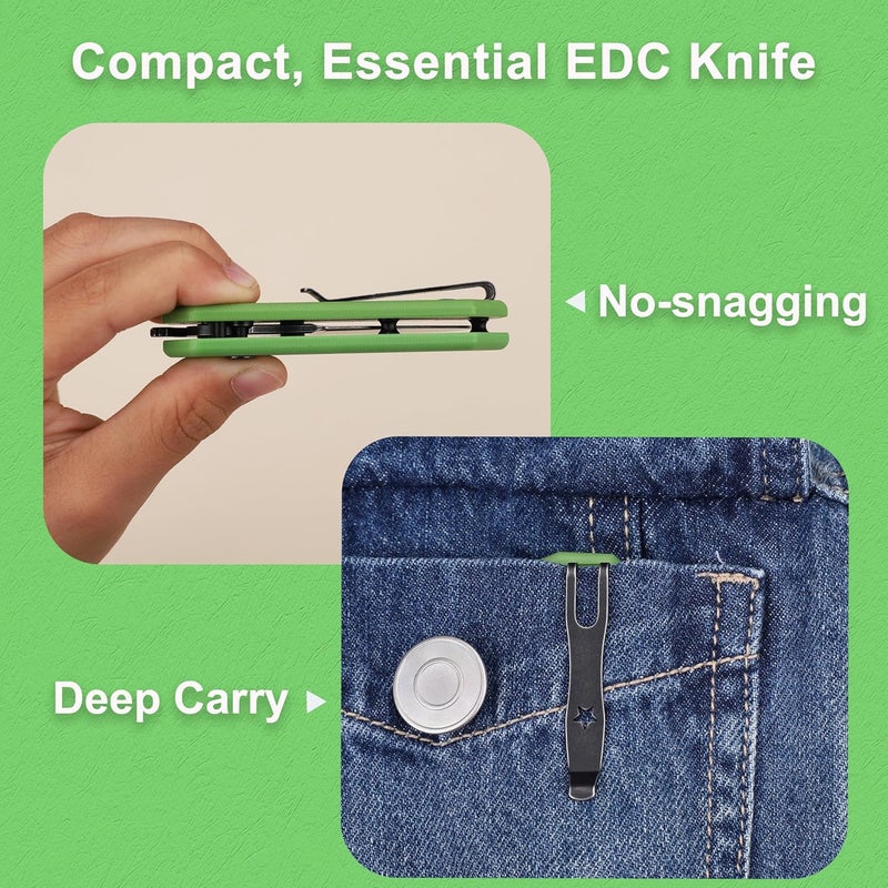 JIN Rhino Jr. Kids Pocket Knife, Fidget Toy Knife, DIY Kit, 1.97” Unsharpened Steel Blade, Safety Rounded Tip, Kids-friendly Button Lock Folding EDC, Green G10 Handle - Image 5